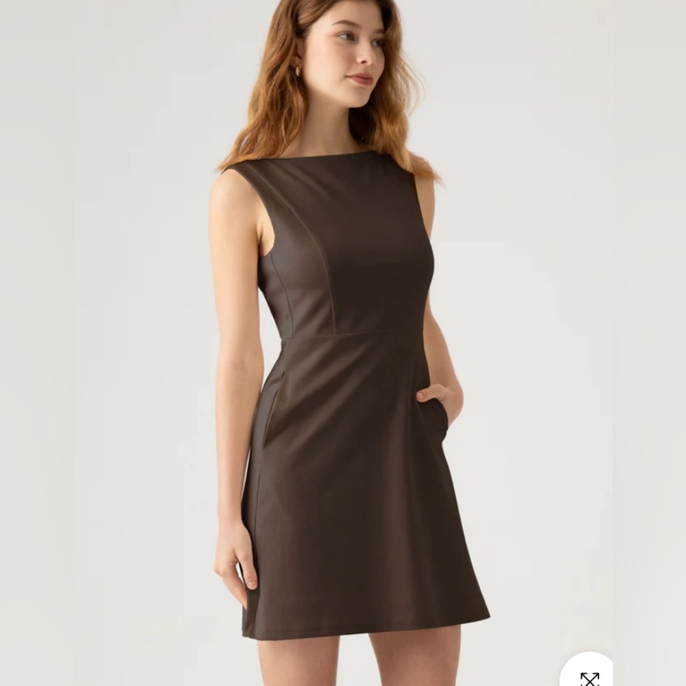 NWT OGL Move Work-Leisure Boatneck Dress - Dark Truffle Womens XL